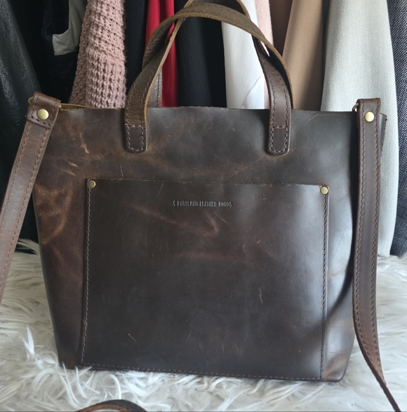 Portland Leather Goods Small Tote Brown Leather - Picture 2 of 9